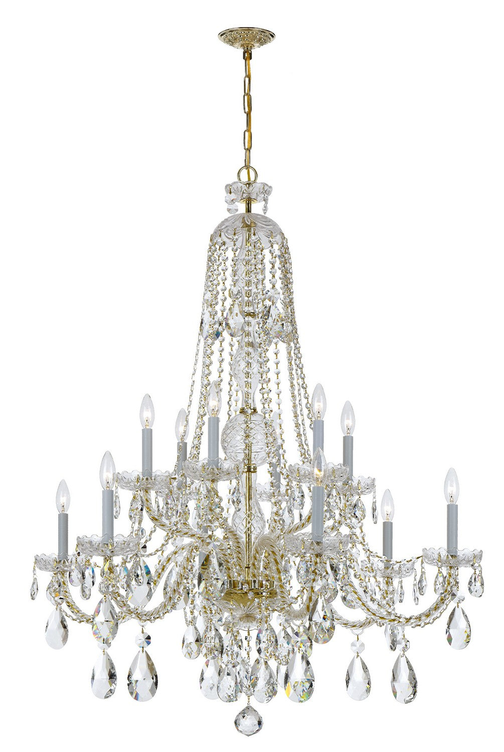 Crystorama - 1112-PB-CL-MWP - 12 Lumières Suspendu - Cristal traditionnel - Laiton poli