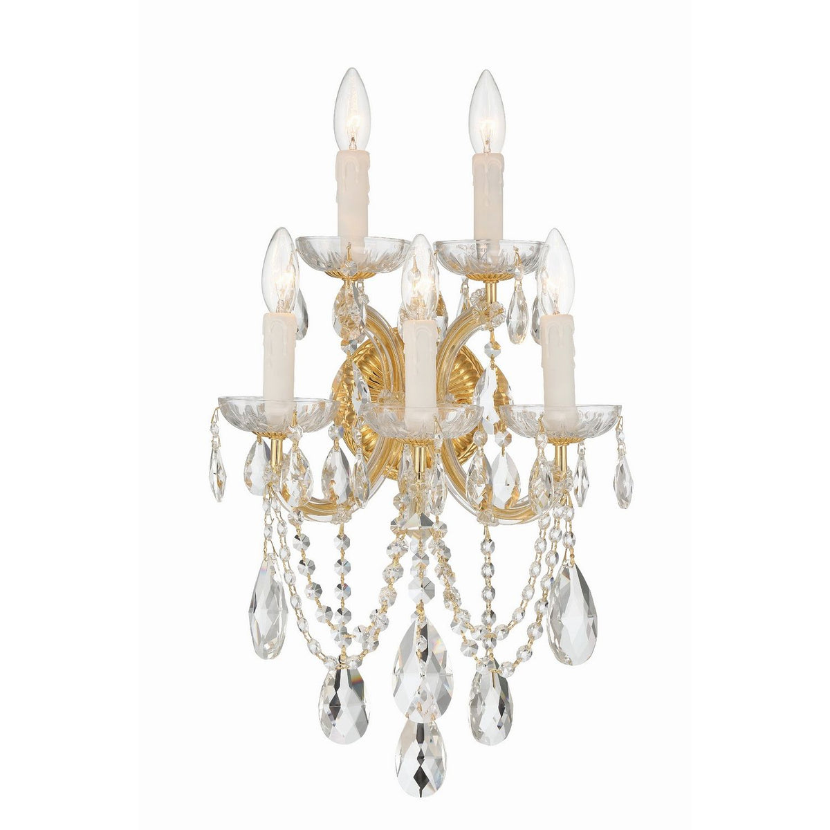 Crystorama - 4425-GD-CL-MWP - Five Light Wall Sconce - Maria Theresa - Gold