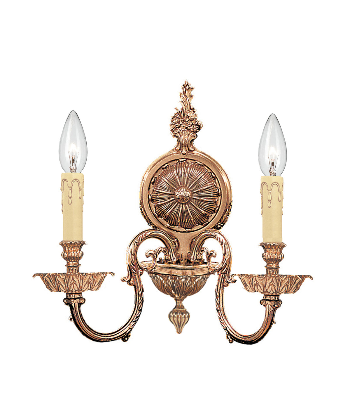 Crystorama 2602-OB Cast Brass Wall Mount 2-Light Wall Sconce in Olde Brass with Clear Spectra Crystal
