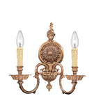 Crystorama Applique murale en laiton coulé 2602-OB à 2 lampes Murale en laiton vieilli avec cristal Spectra clair