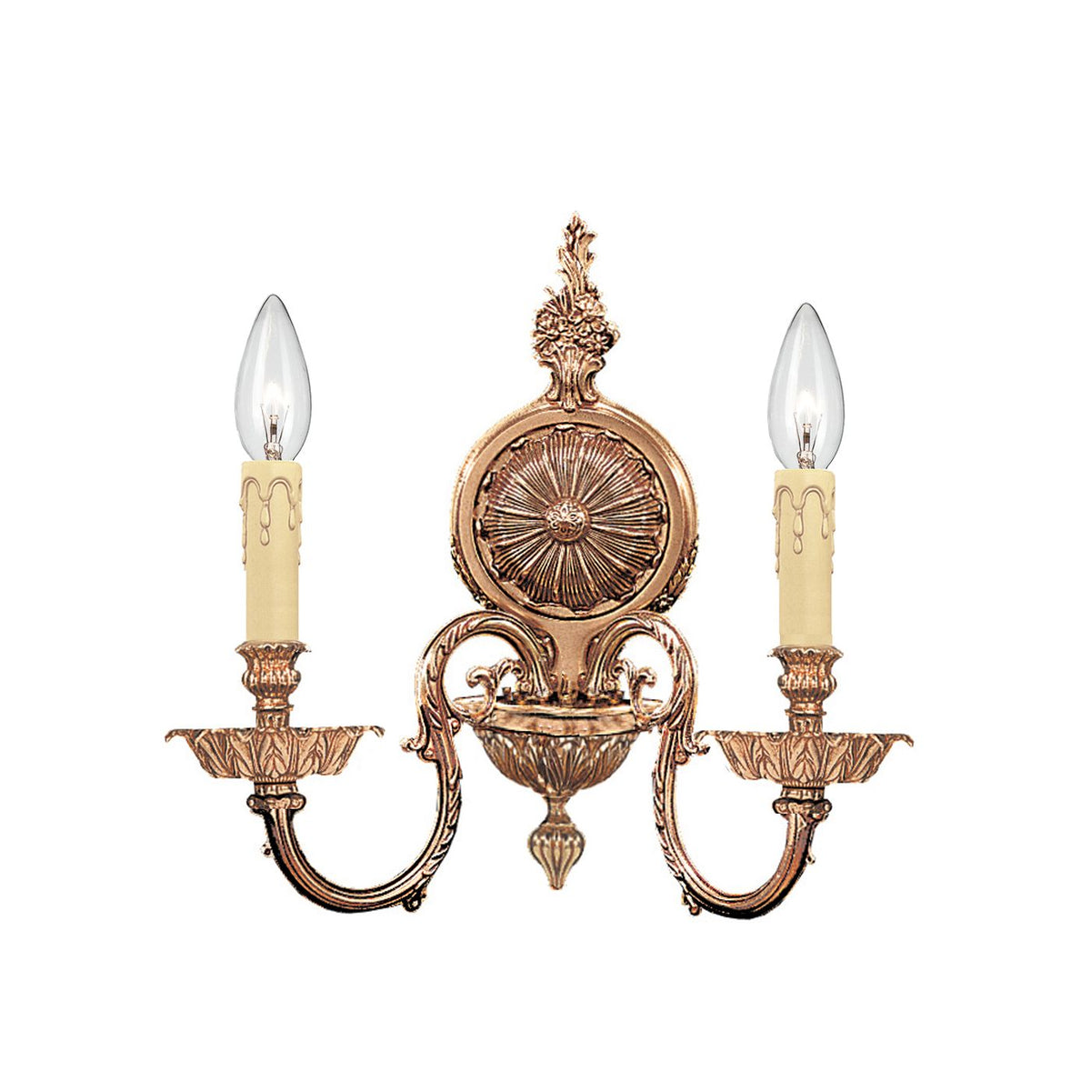 Crystorama 2602-OB Cast Brass Wall Mount 2-Light Wall Sconce in Olde Brass with Clear Spectra Crystal
