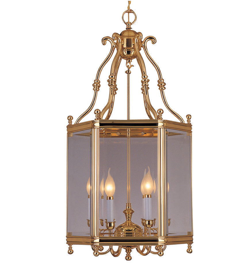 Crystorama 948-PB Windsor Six Light Lantern in Polished Brass