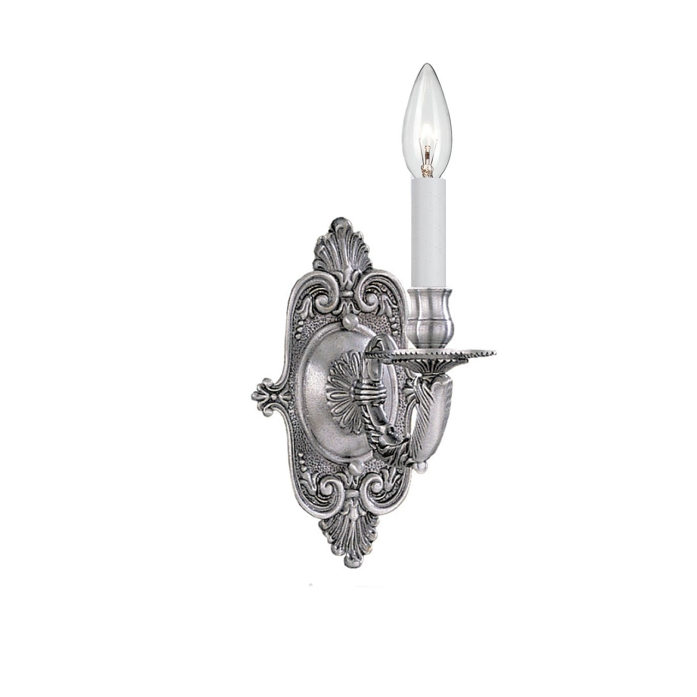 Crystorama 641-PW Cast Brass Wall Mount 1-Light Wall Sconce in Pewter