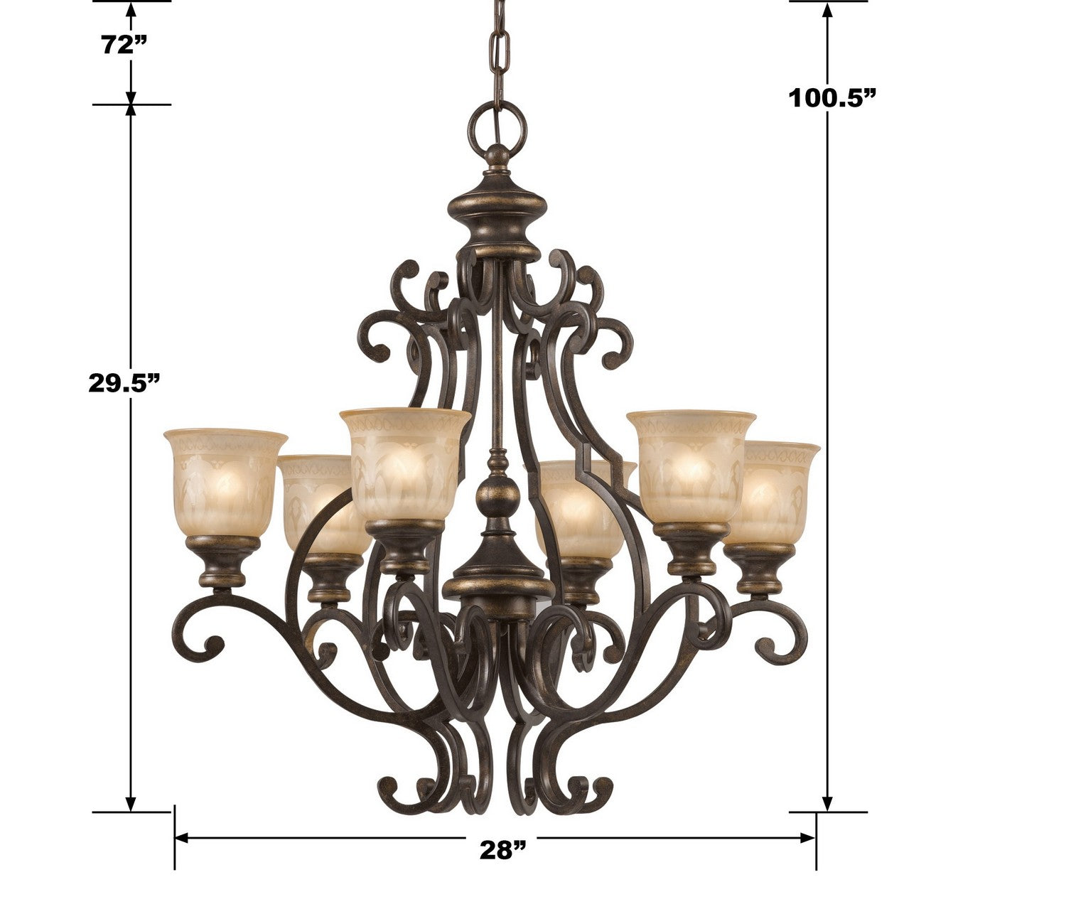 Crystorama - 7416-BU - Six lumières Suspendu - Norwalk - Bronze Umber