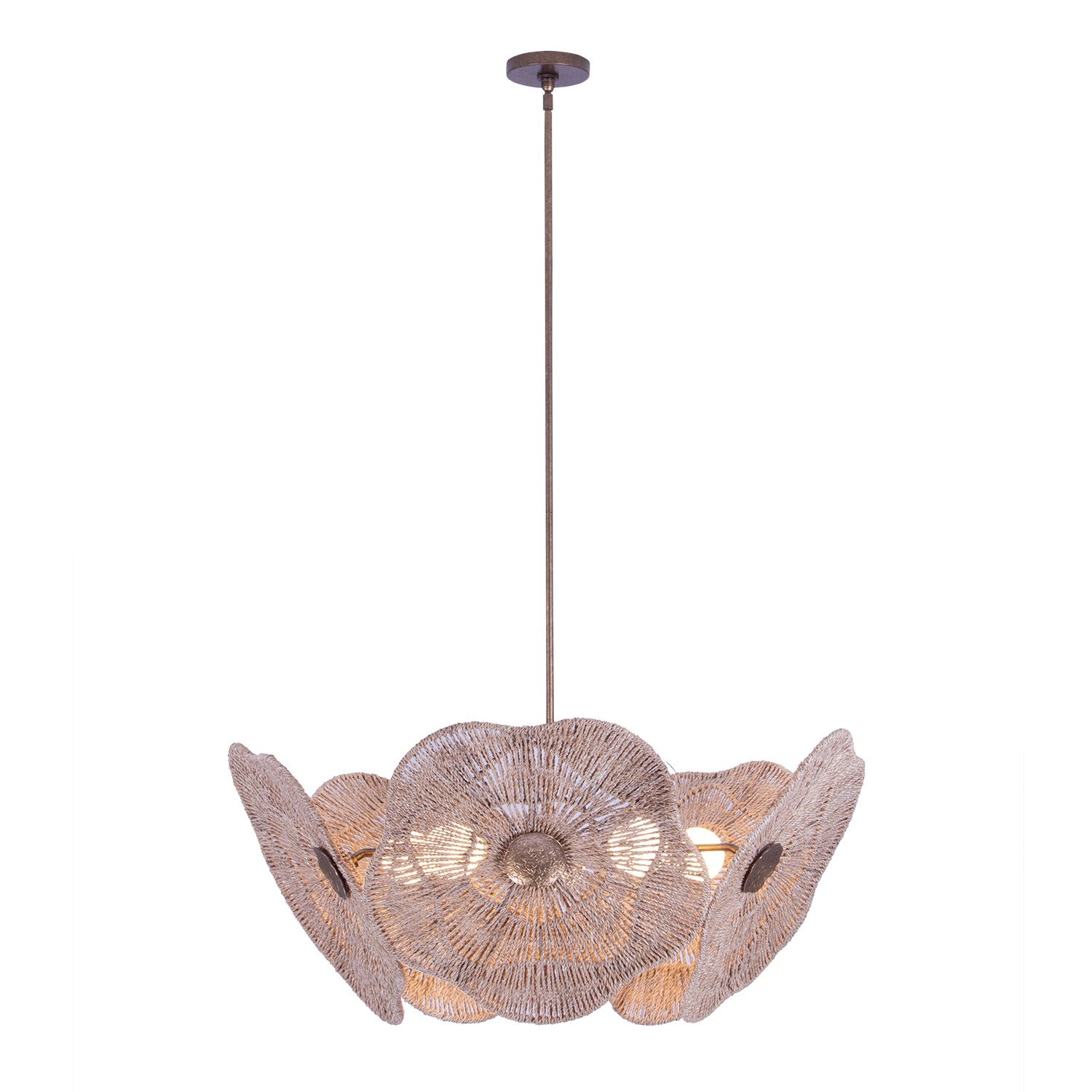 Kalco - 522555PAB - Cinq lumières Suspension - Coquelicot - Laiton antique nacré