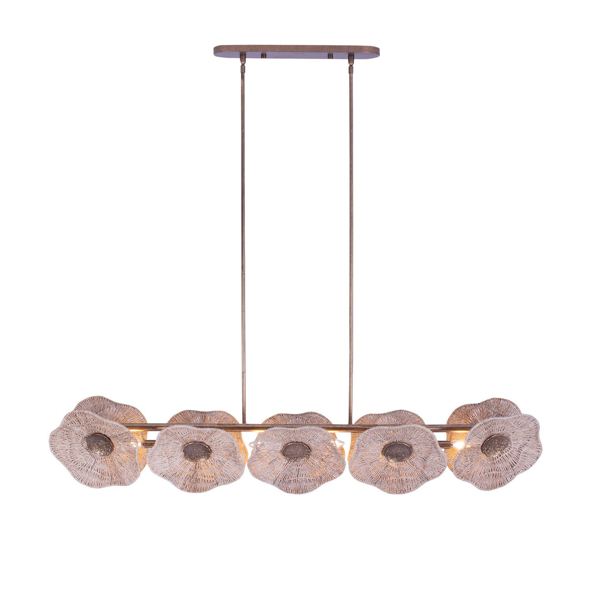 Kalco - 522568PAB - Île des Cinq Lumières Suspension - Coquelicot - Laiton antique nacré