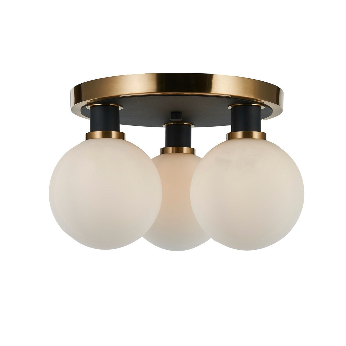 Artcraft Canada - AC11873WH - Three Light Semi-Flush Mount - Gem - Black and Brushed Brass