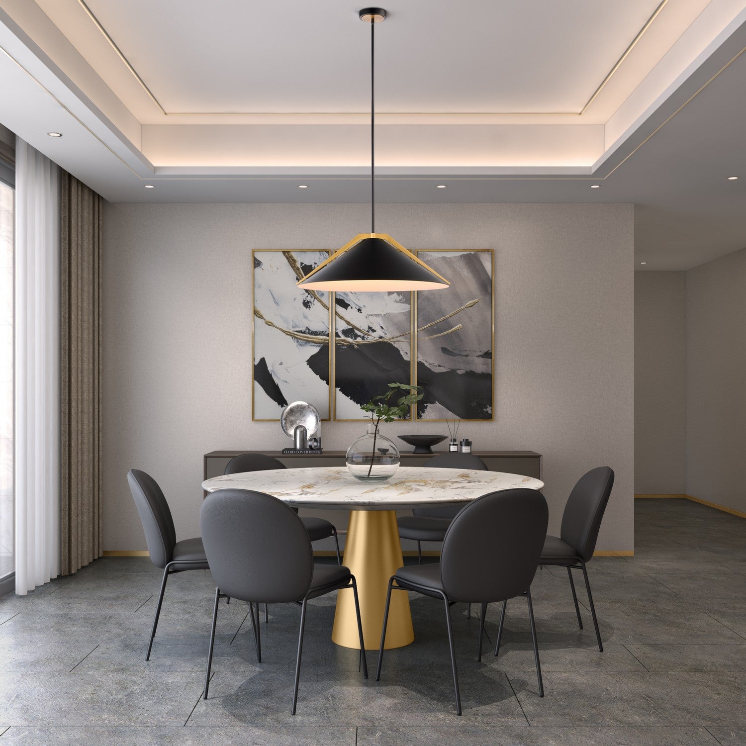 Artcraft Canada - AC11914BK - Three Light Pendant - Baltic - Black and Brushed Brass