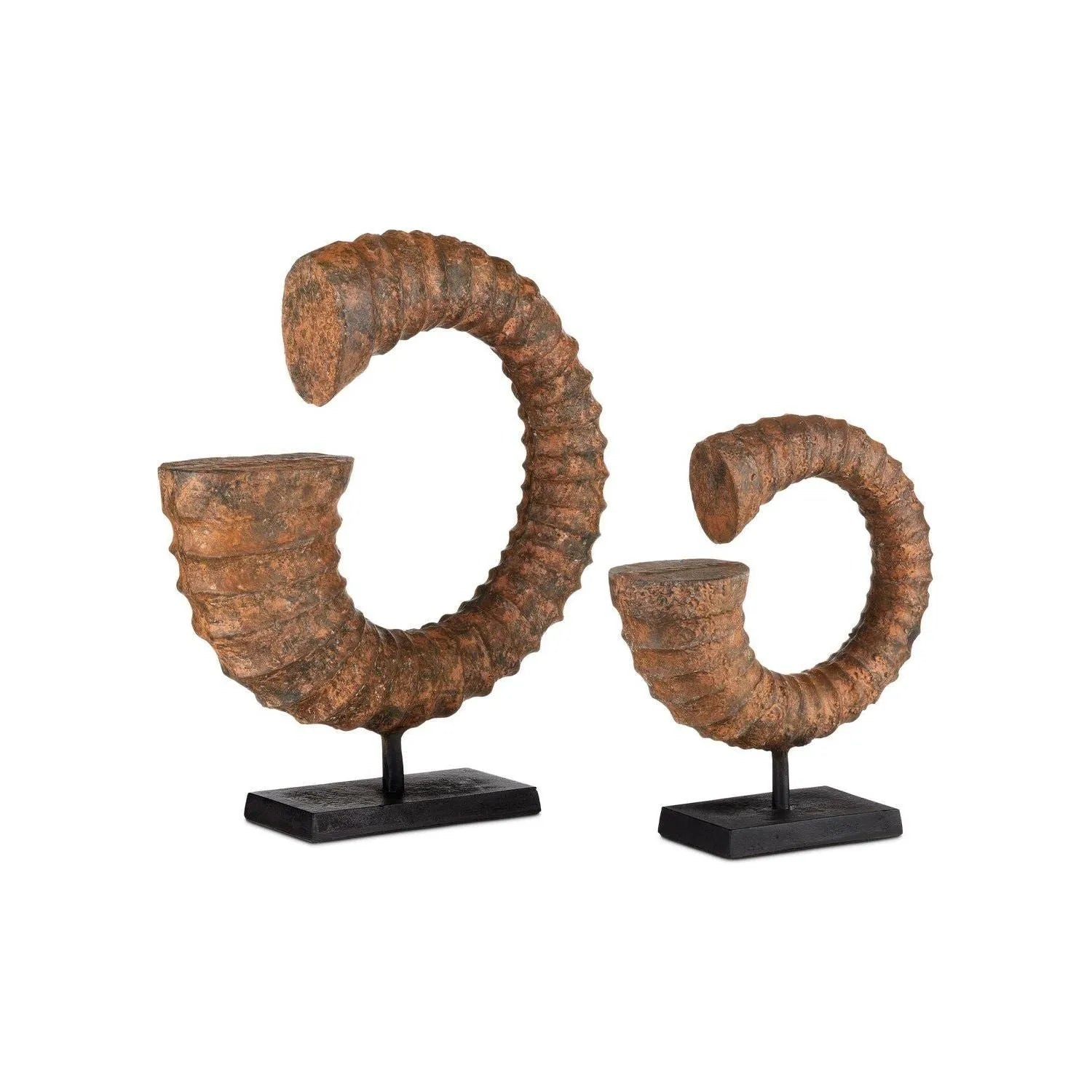 Currey and Company - 1200-0769 - Horn Set of 2 - Faux - Rustic/Black