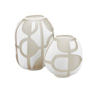Currey and Company - 1200-0814 - Ensemble de 2 vases - Art décoratif - Blanc opaque/transparent mat