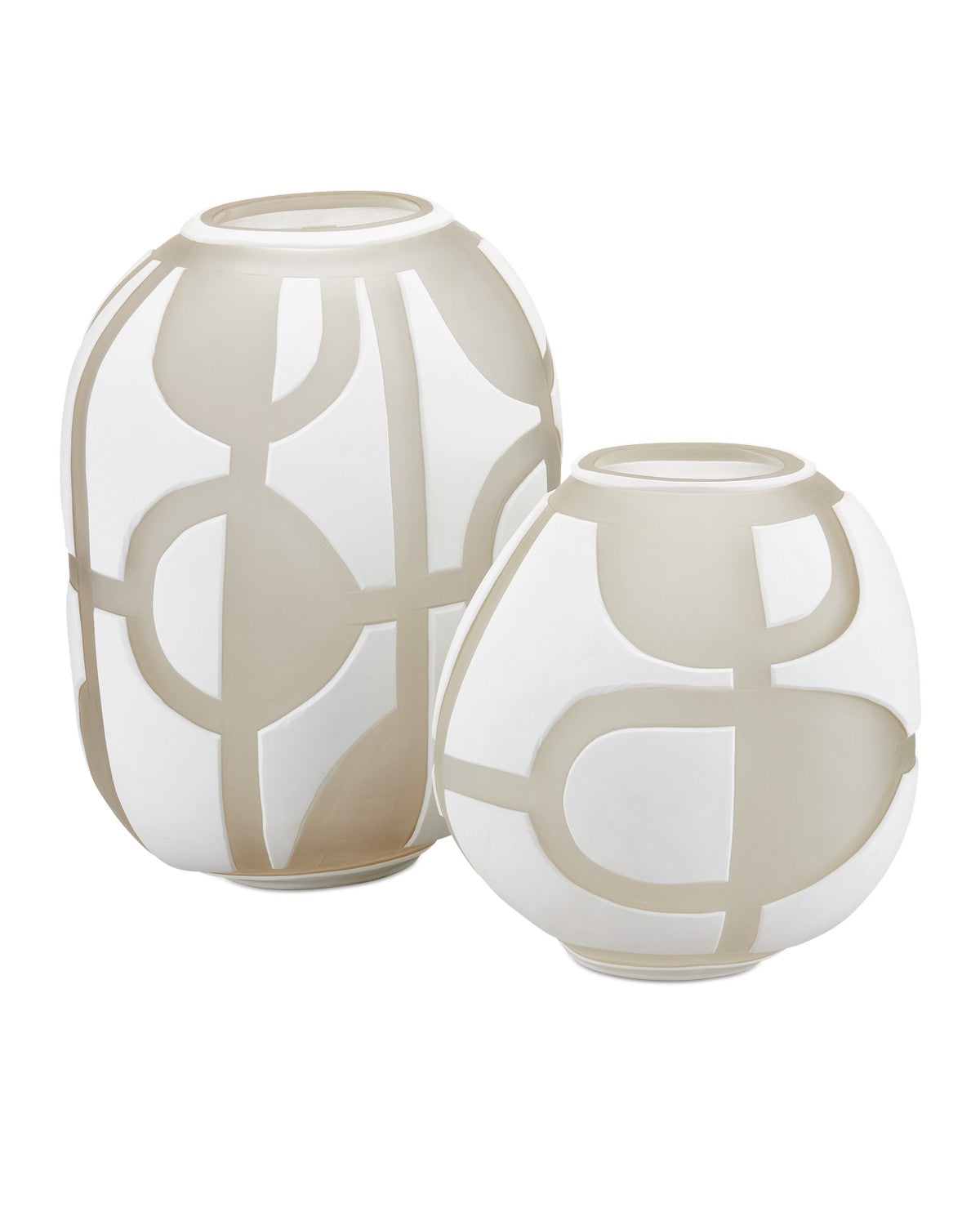 Currey and Company - 1200-0814 - Vase Set of 2 - Art Decortif White Vase Set of 2 - Opaque White/Clear Matte