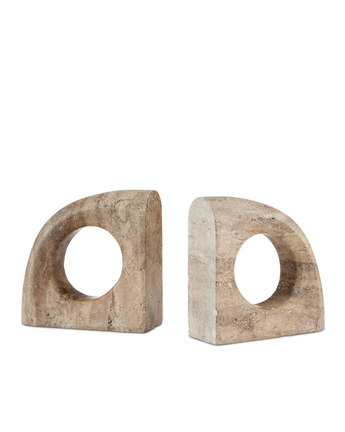 Currey and Company 1200-0816 Russo Travertine Object Set of 2 in Natural