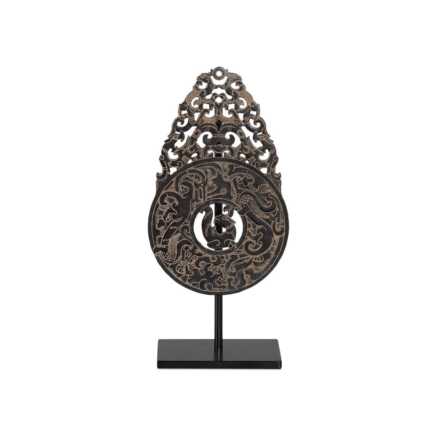 Currey and Company - 1200-0862 - Han Dynasty Jade Symbol - Bronze/Black