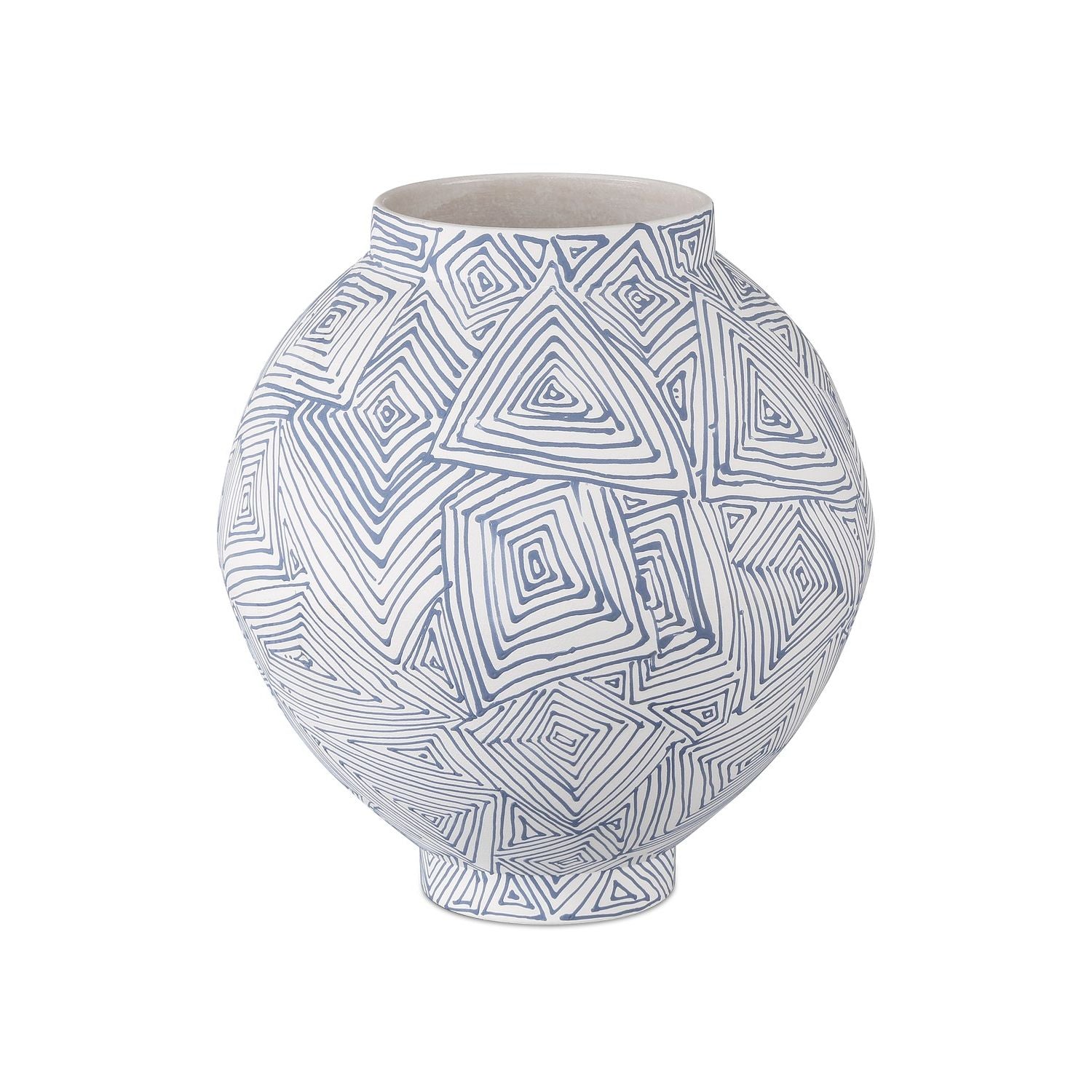 Currey and Company - 1200-0866 - Vase - Collection Blue Zag - Bleu/Blanc