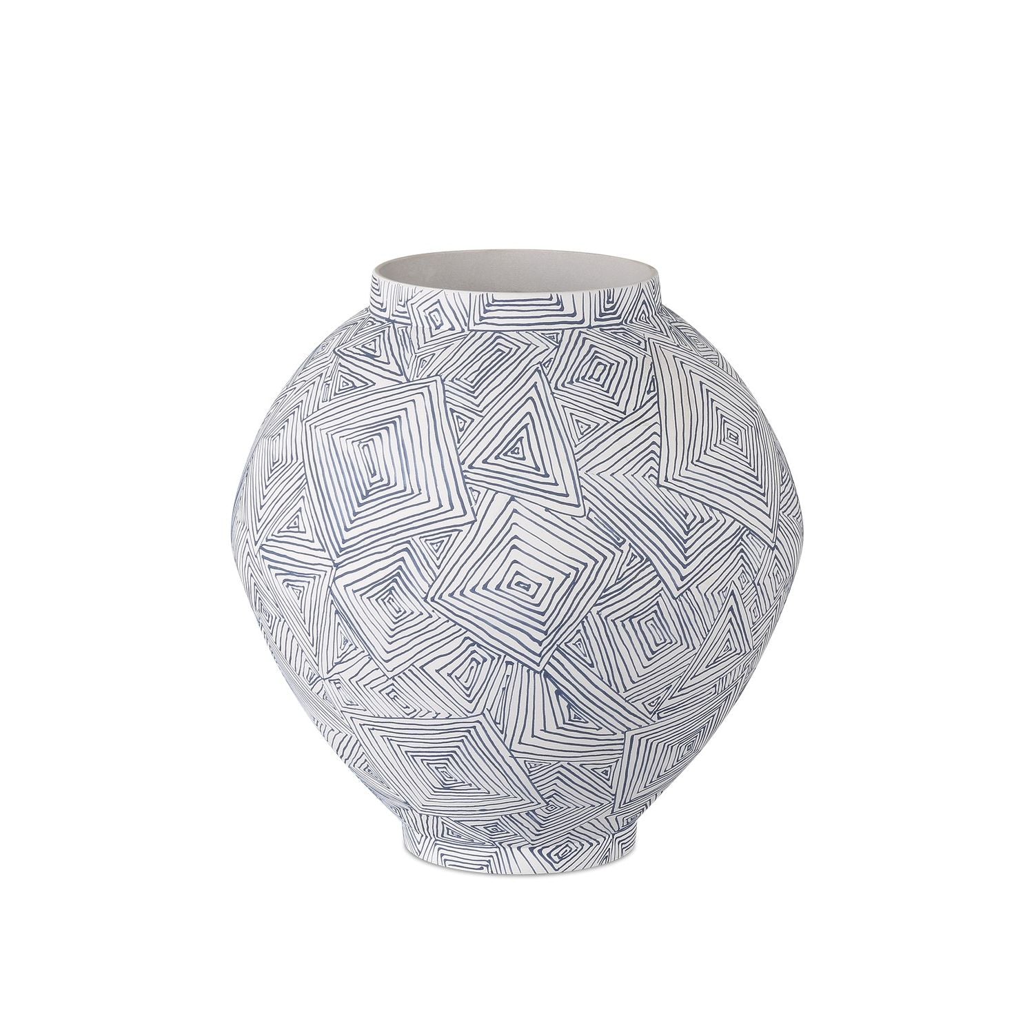 Currey and Company - 1200-0867 - Vase - Collection Blue Zag - Bleu/Blanc