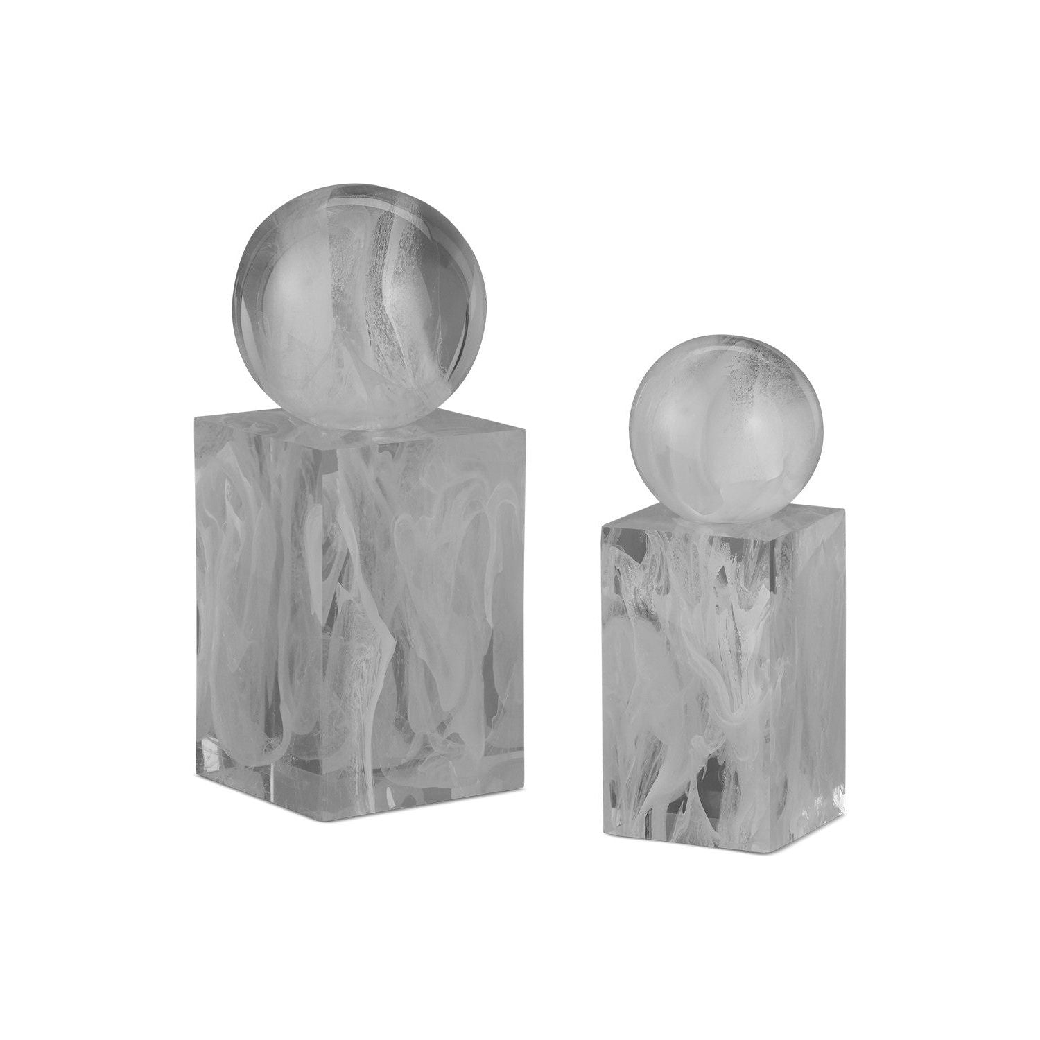 Currey and Company - 1200-0908 - Objects Set of 2 - White Swirl