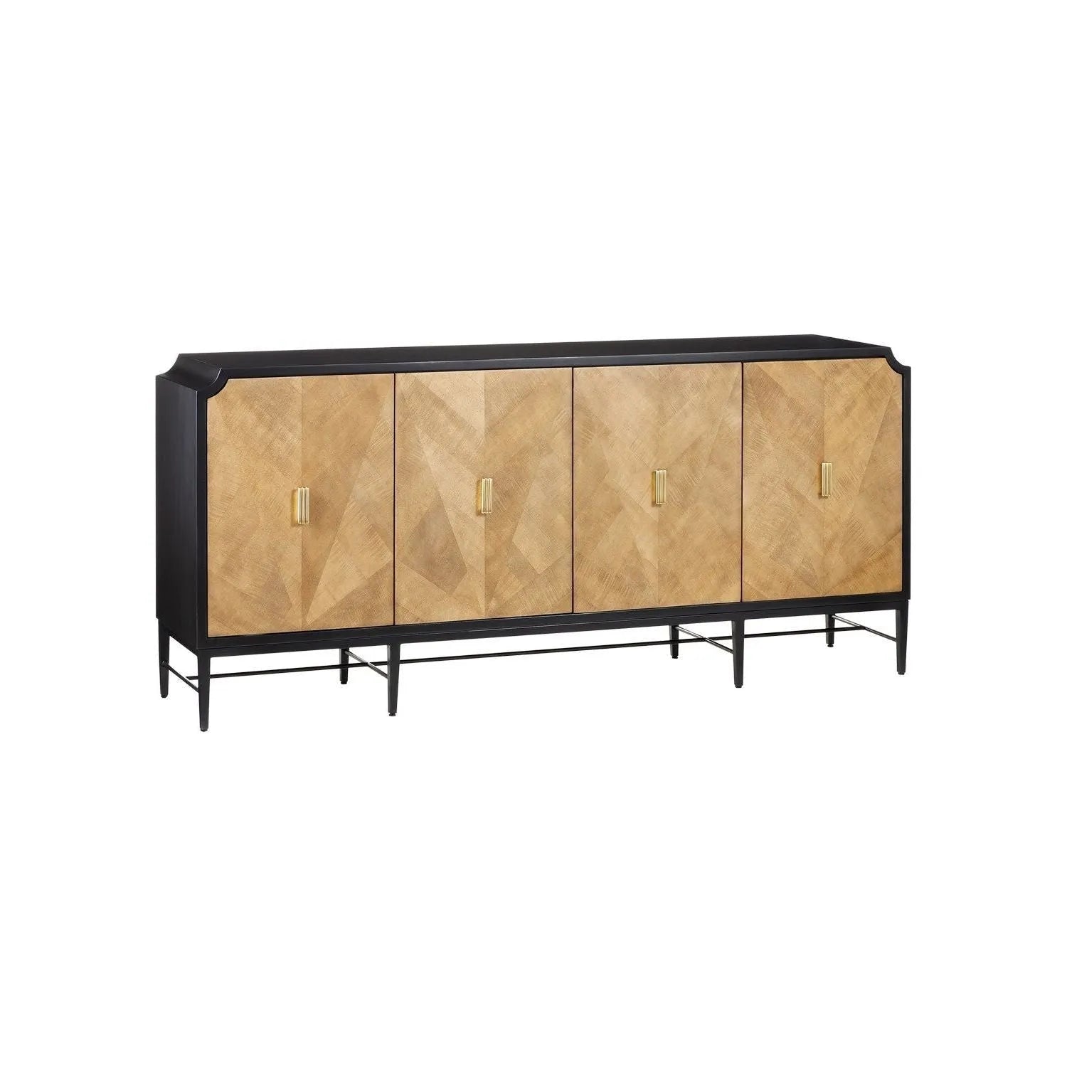 Currey and Company - 3000-0247 - Credenza - Kallista - Dark Sapphire/Caviar Black/Antique Brass