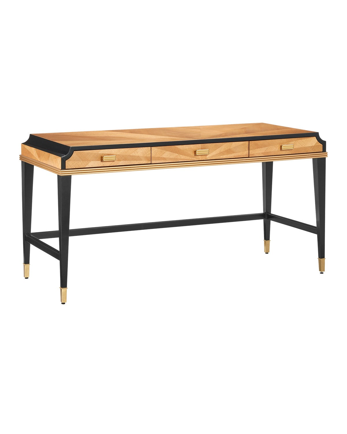 Currey and Company - 3000-0289 - Desk - Kallista Collection - Taupe/Caviar Black/Polished Brass/Blue