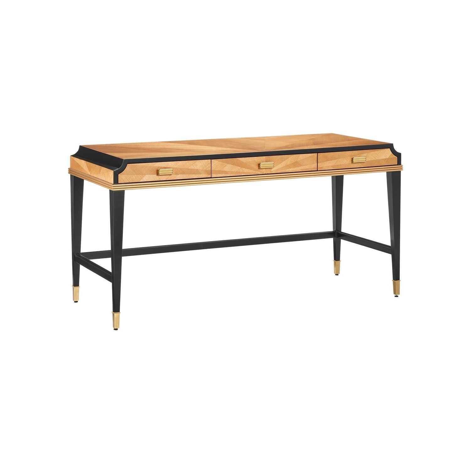 Currey and Company - 3000-0289 - Bureau - Collection Kallista - Taupe/Noir caviar/Laiton poli/Bleu