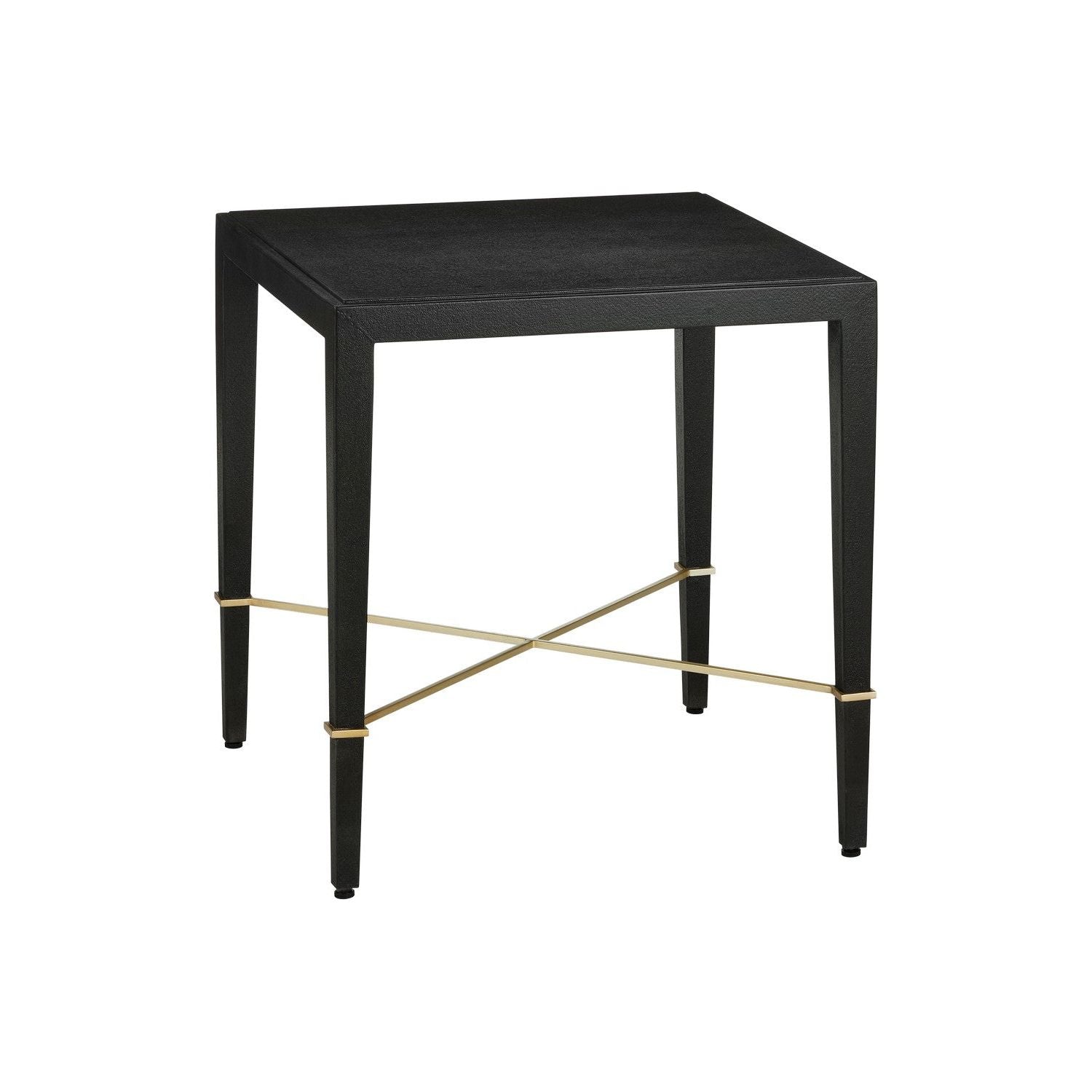 Currey and Company - 3000-0296 - End Table - Black Lacquered Linen/Champagne