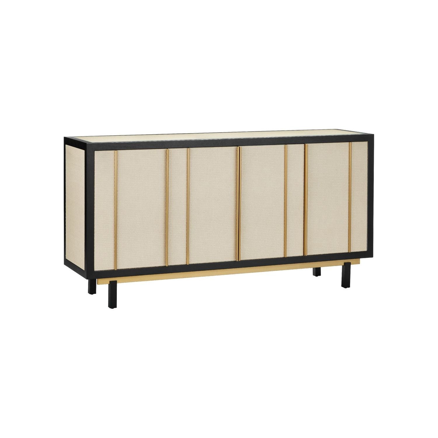 Currey and Company - 3000-0300 - Credenza - Ivory/Black/Satin Brass/Natural/Clear