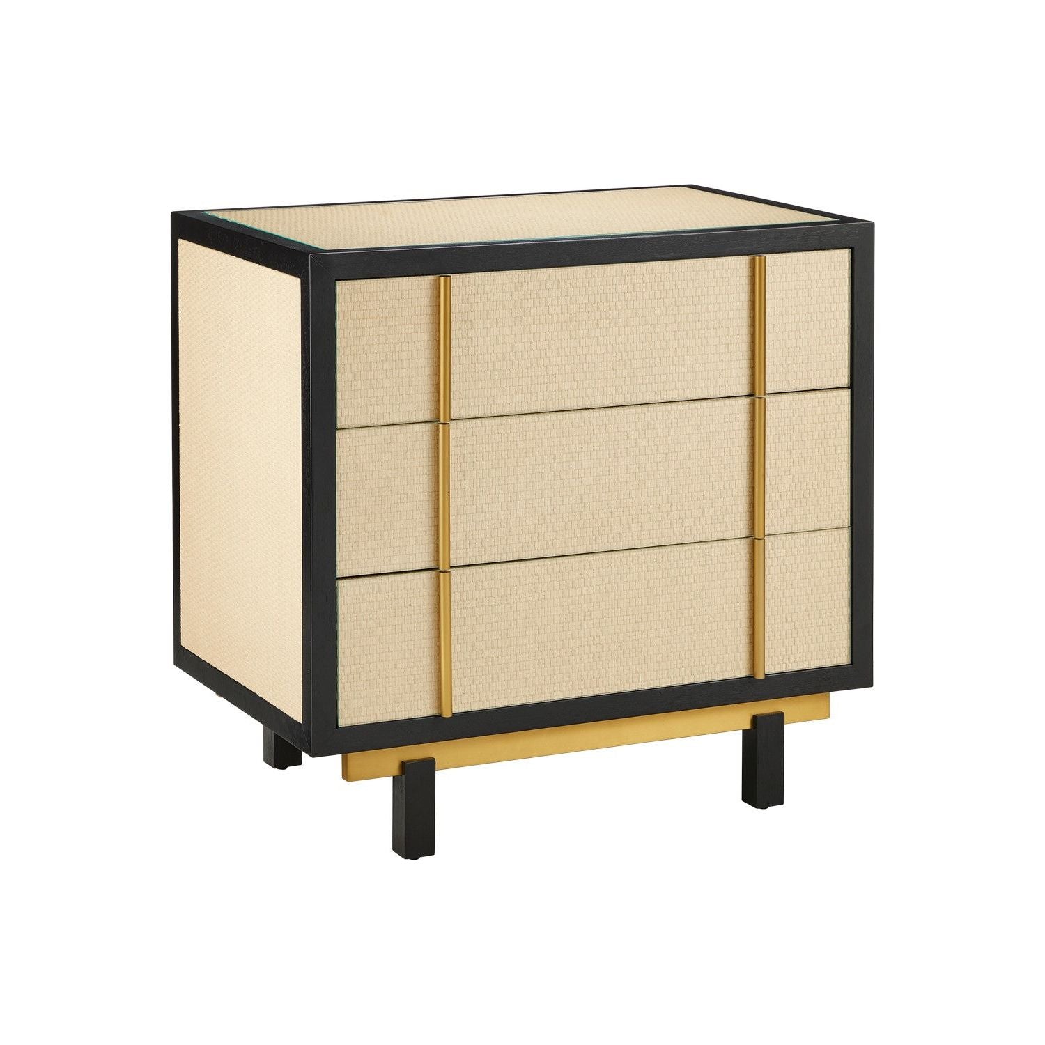 Currey and Company - 3000-0301 - Nightstand - Ivory/Black/Brushed Brass/Natural/Dusty Blue/Clear