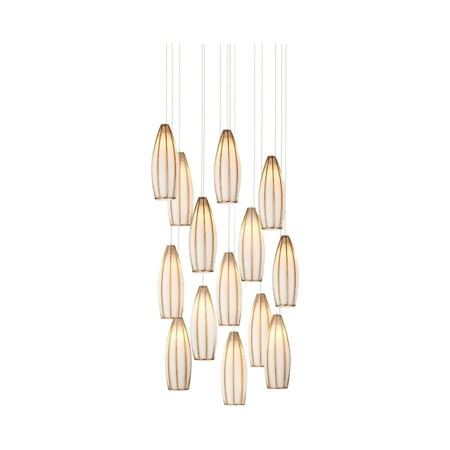 Currey and Company - 9000-1188 - 15 Light Pendant - Parish - White/Antique Brass