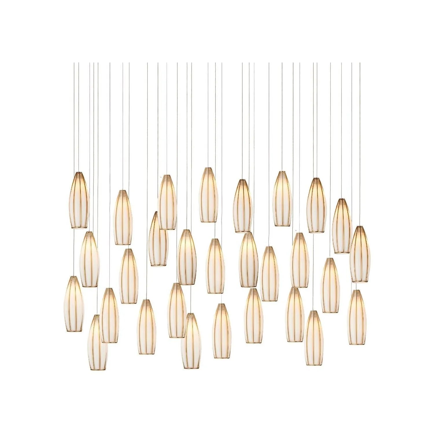 Currey and Company - 9000-1189 - 15 Light Pendant - Parish - White/Antique Brass