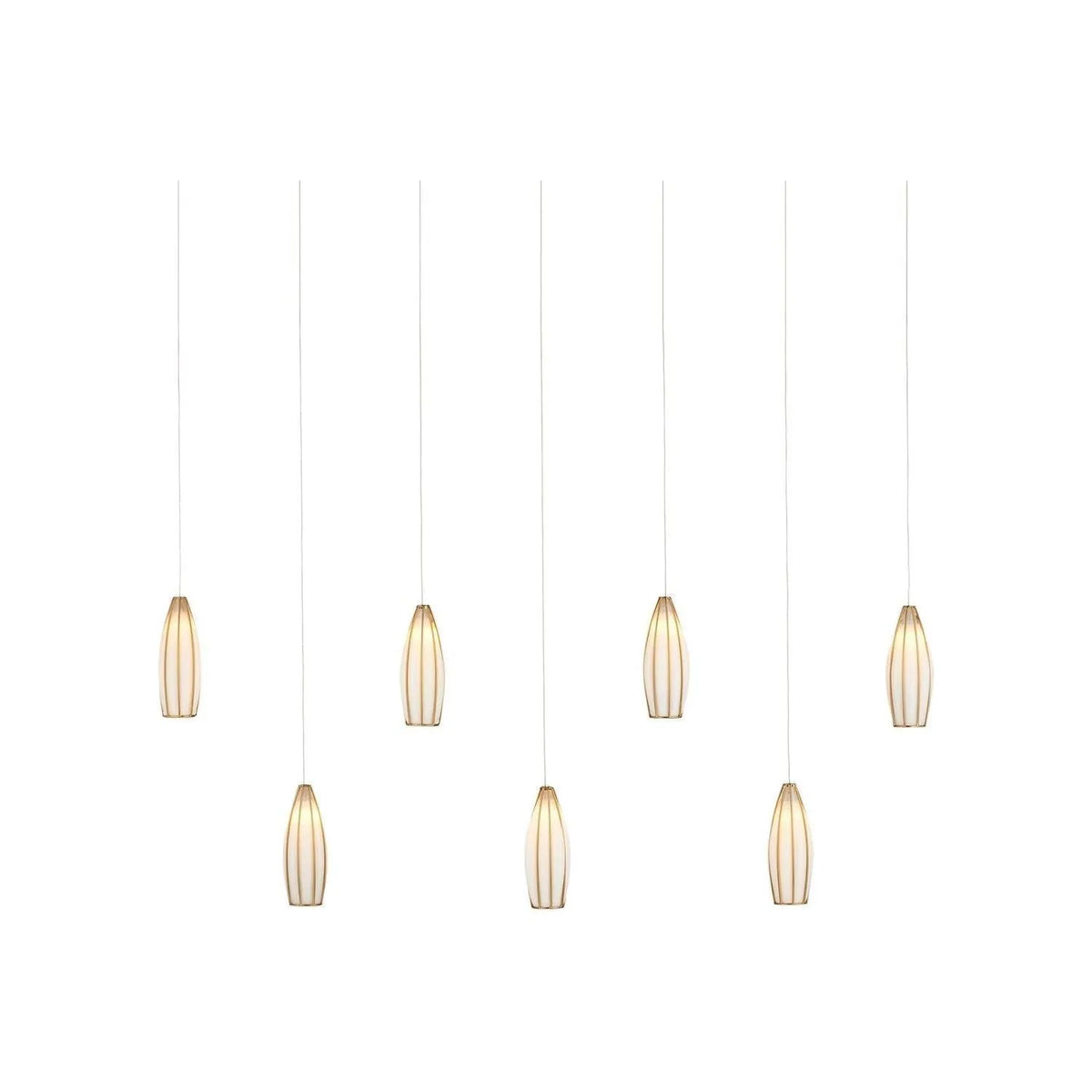 Currey and Company - 9000-1192 - Seven Light Pendant - Parish - White/Antique Brass