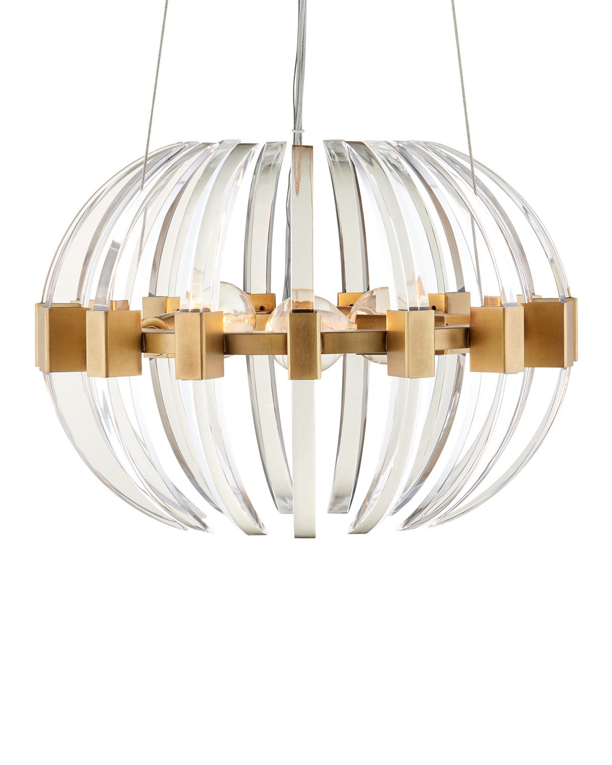 Currey and Company - 9000-1193 - Three Light Chandelier - Coquette Collection - Clear/Antique Brass