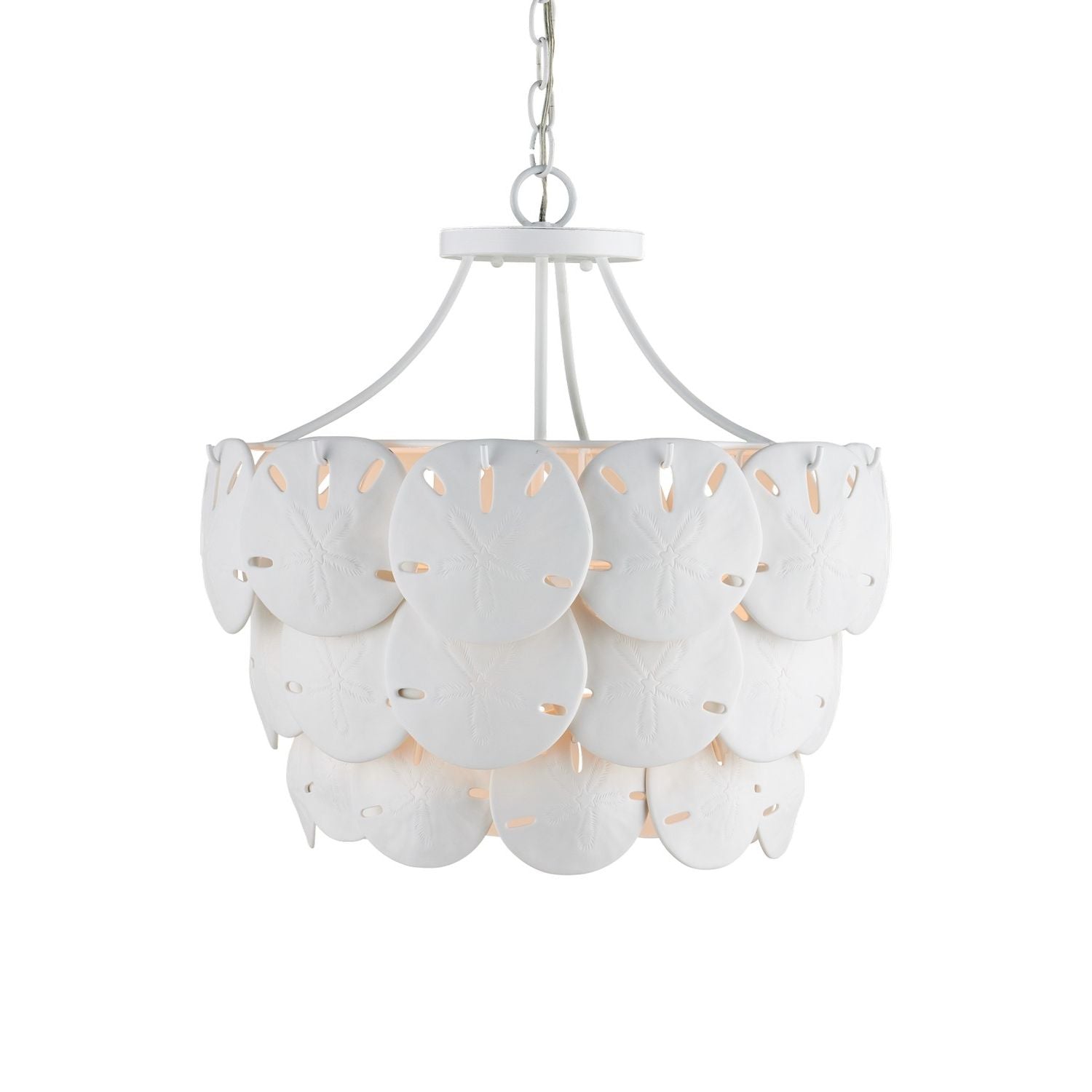 Currey and Company - 9000-1202 - Three Light Chandelier - Tulum Collection - Sugar White/White