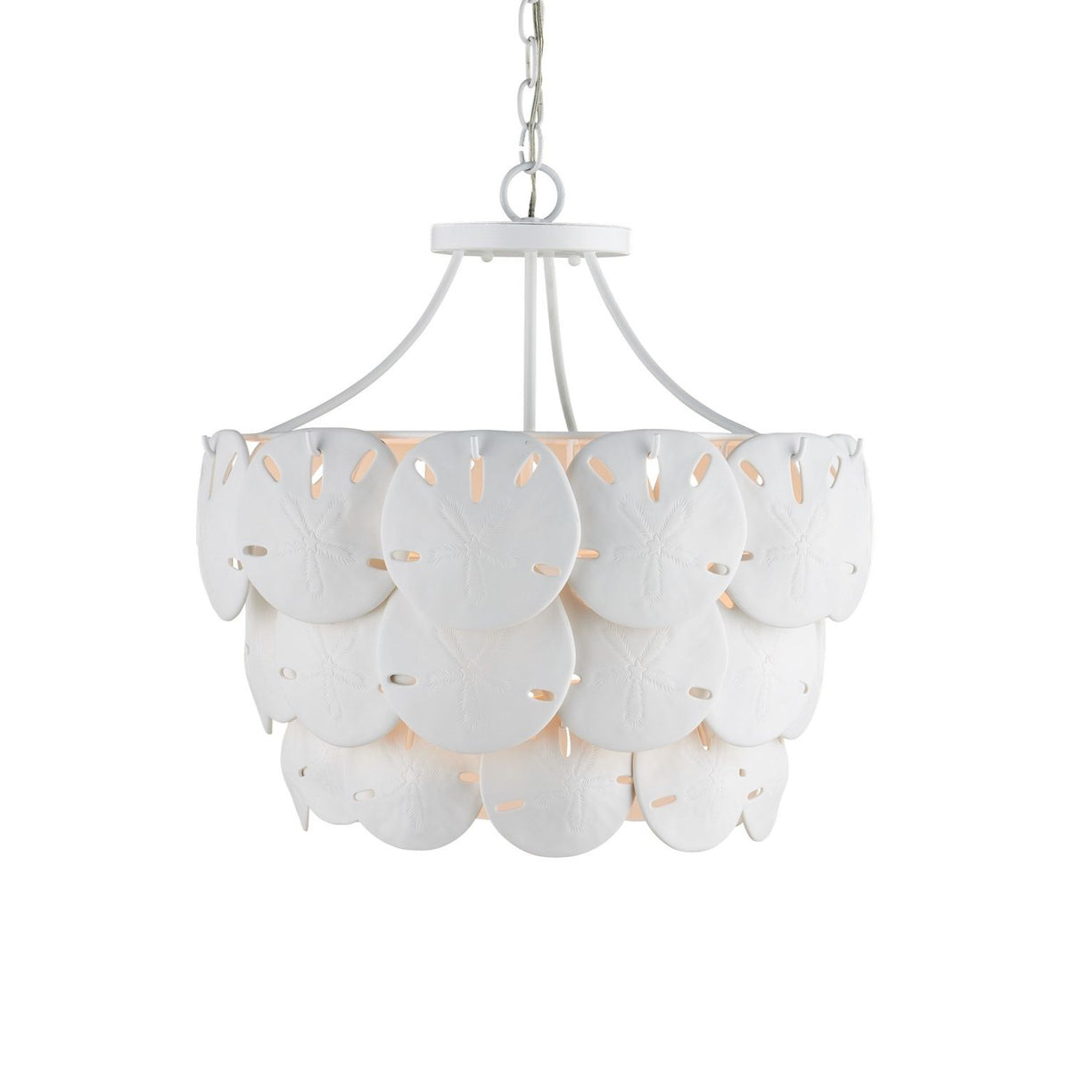 Currey and Company - 9000-1202 - Three Light Chandelier - Tulum Collection - Sugar White/White