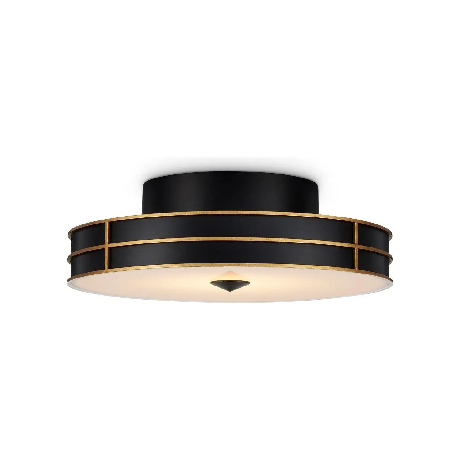 Currey and Company - 9999-0071 - One Light Flush Mount - Fielding - Satin Black/Contemporary Gold/Sugar White/White