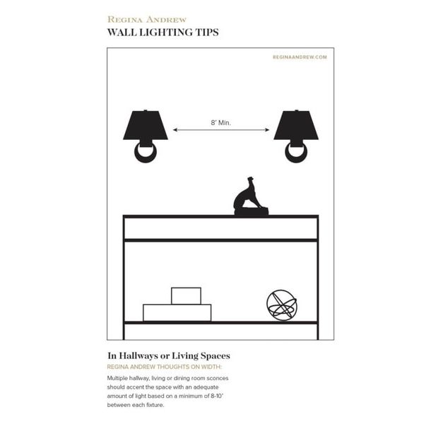 Applique murale Regina Andrew 15-1047NB Redford en laiton naturel - Dimensions