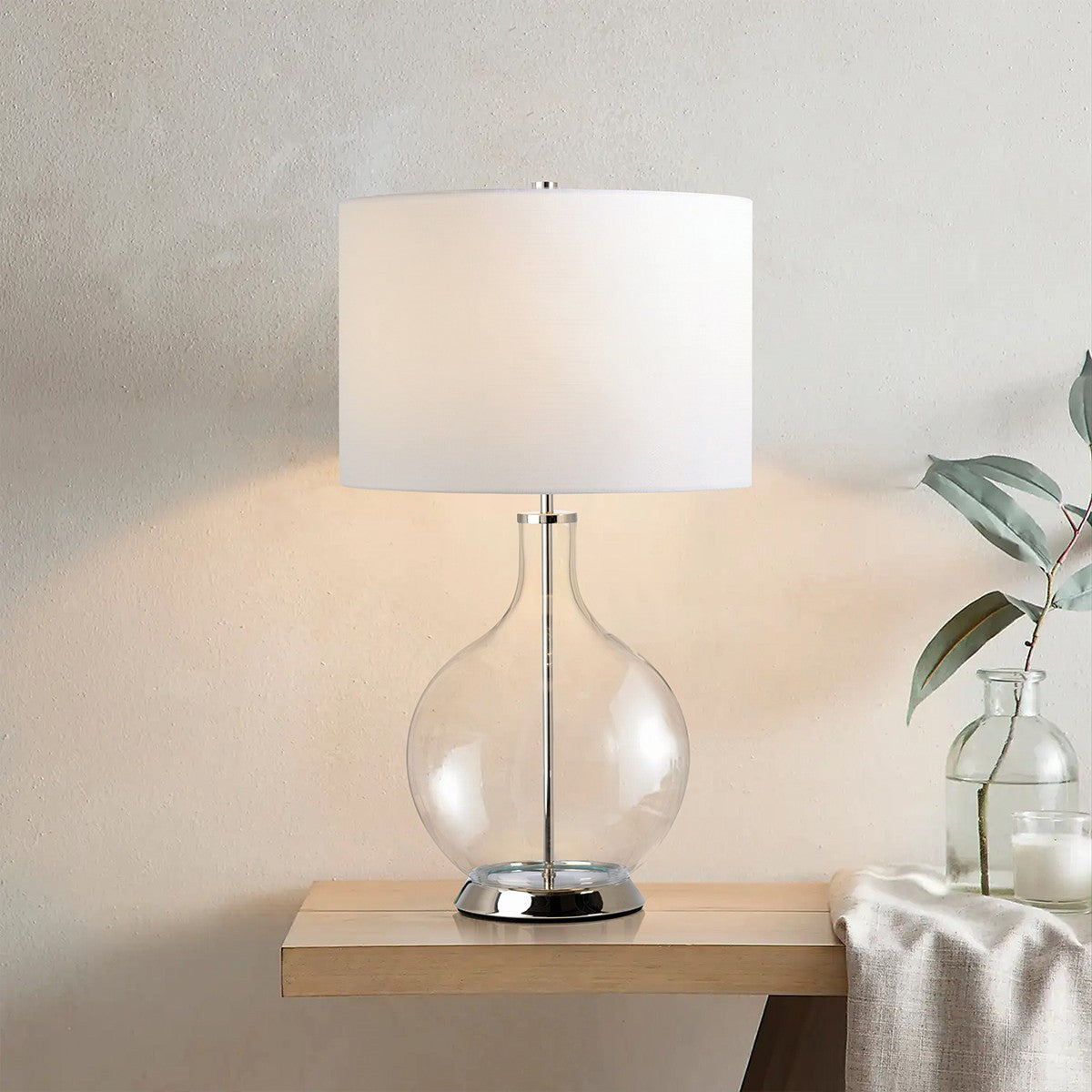 Lucas + McKearn - ORB-CLEAR-AB-WHT - One Light Table Lamp - Orb - Aged Brass