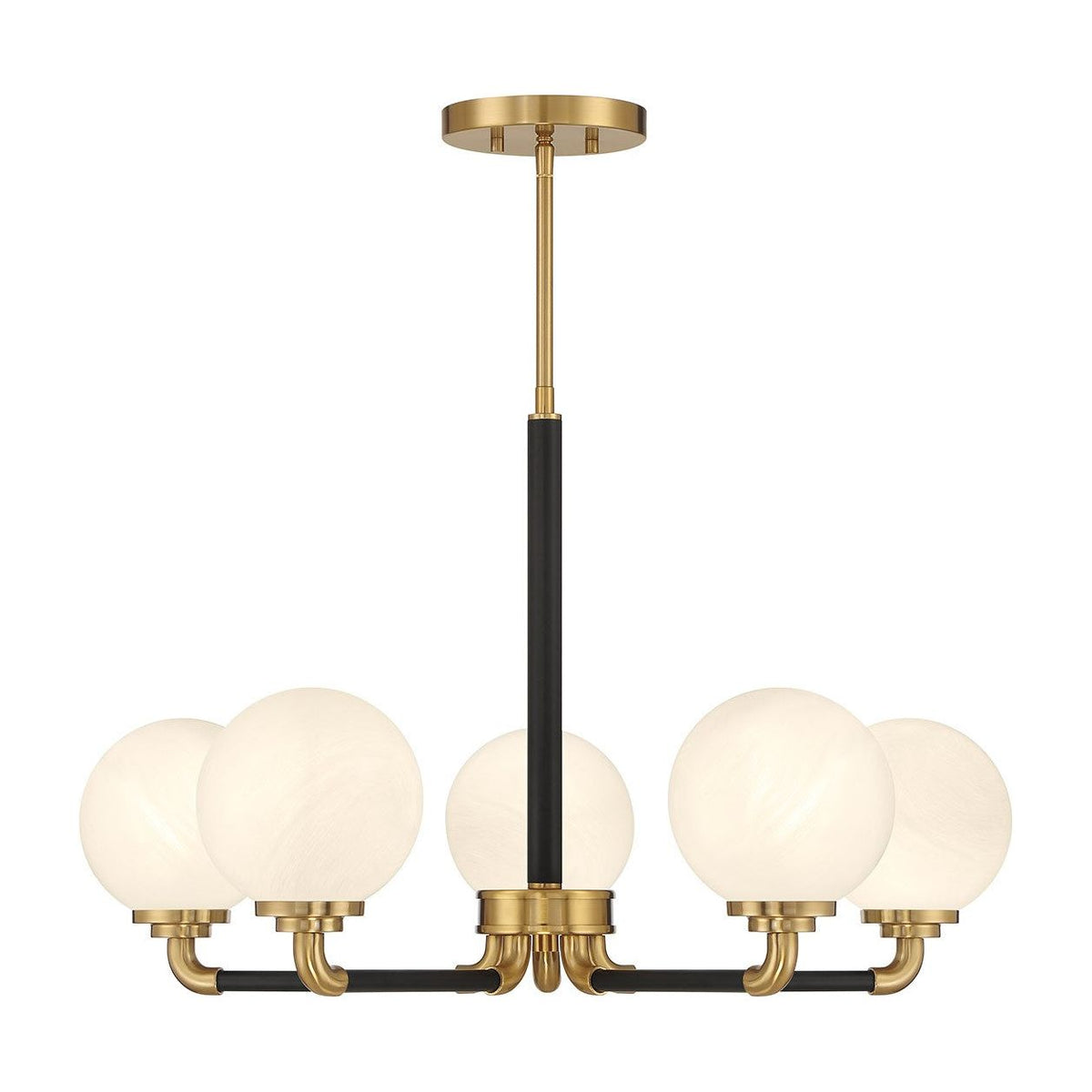 Lighting One E - V6-L1-9605-5-143 - Five Light Chandelier - Dresden - Matte Black w/ Warm Brass