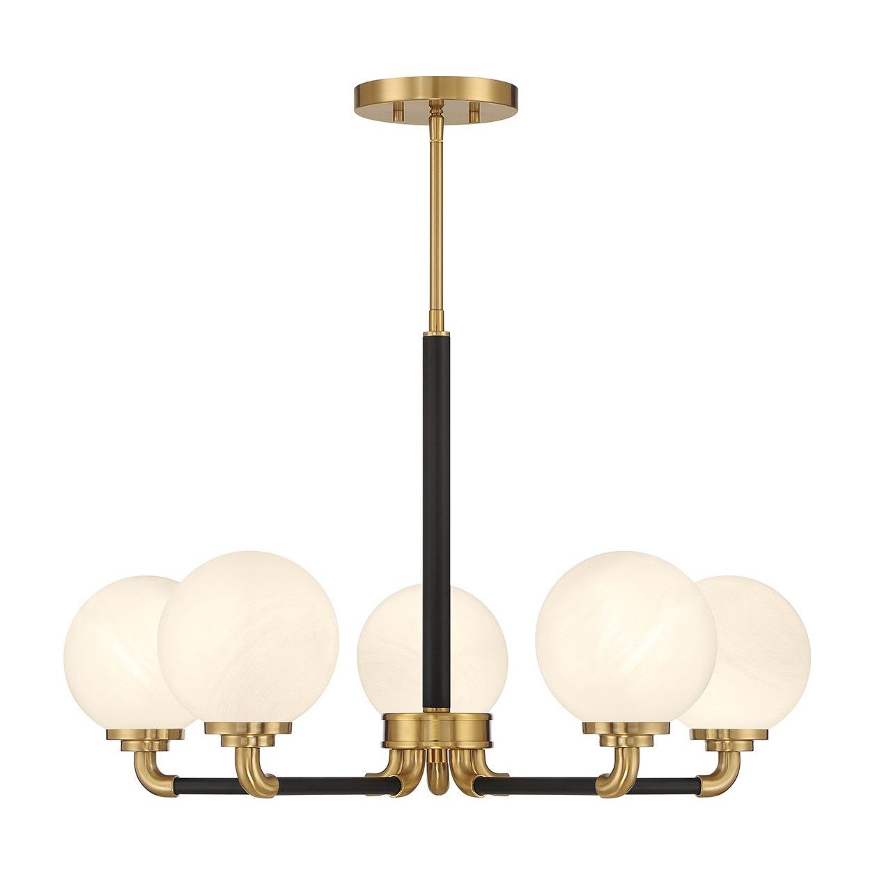 Lighting One E - V6-L1-9605-5-143 - Five Light Chandelier - Dresden - Matte Black w/ Warm Brass