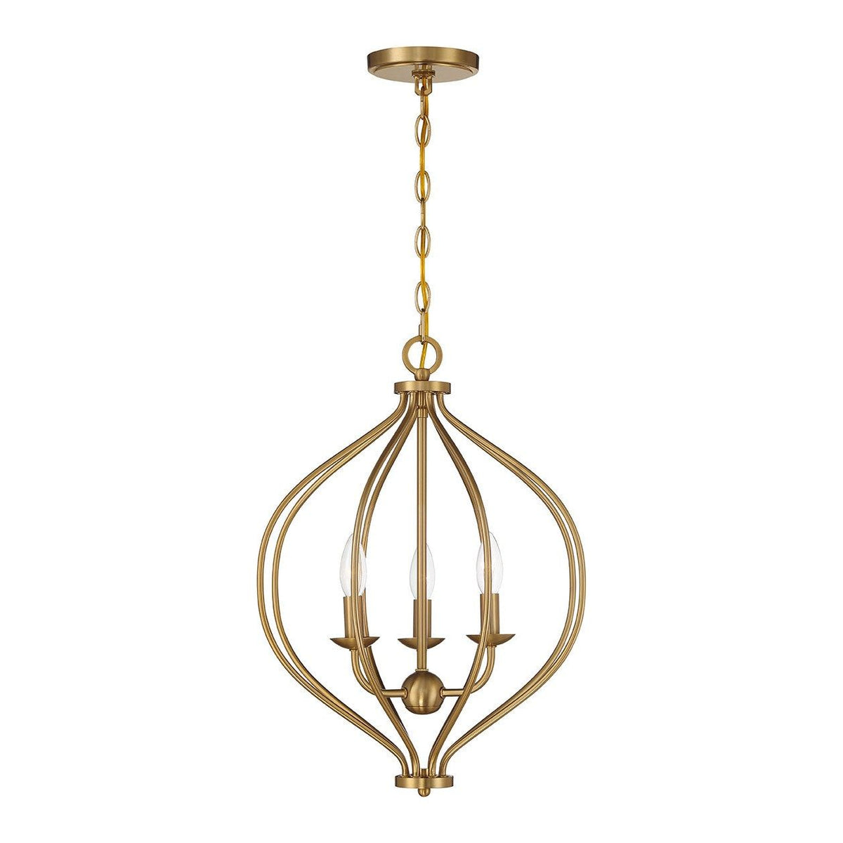 Lighting One E - V6-L7-1297-3-322 - Three Light Pendant - Orchid - Warm Brass