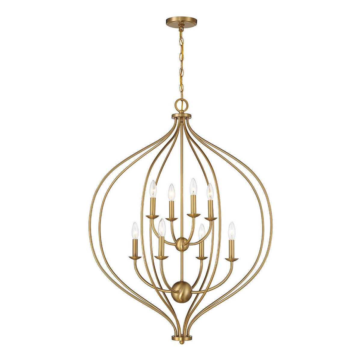 Lighting One E - V6-L7-1299-8-322 - Eight Light Pendant - Orchid - Warm Brass