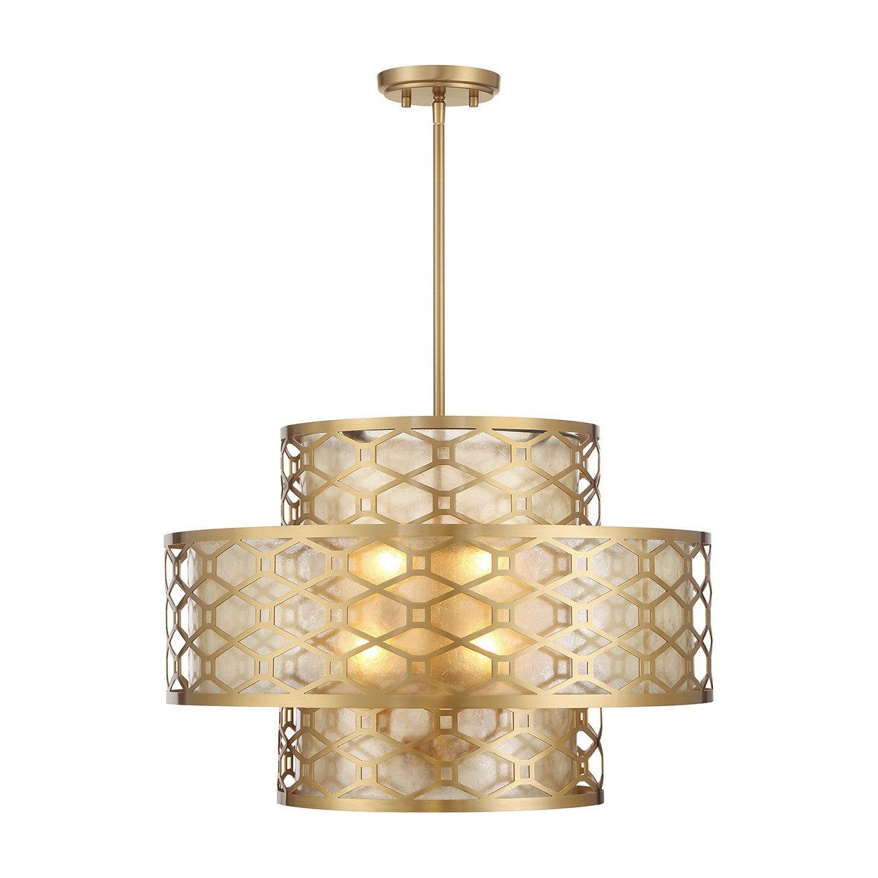 Lighting One E - V6-L7-6103-4-322 - Four Light Pendant - Mannheim - Warm Brass