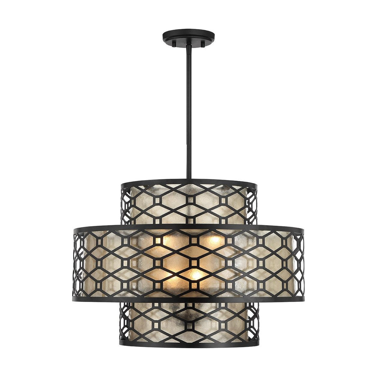 Lighting One E - V6-L7-6103-4-89 - Four Light Pendant - Mannheim - Matte Black