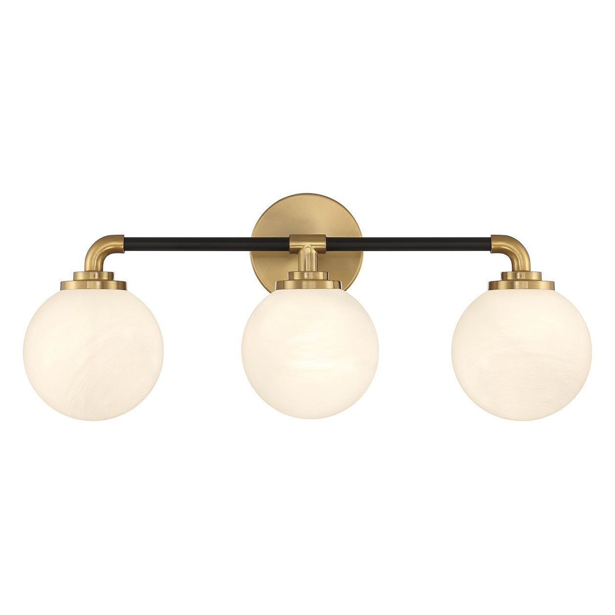 Lighting One E - V6-L8-9604-3-143 - Three Light Bathroom Vanity - Dresden - Matte Black w/ Warm Brass