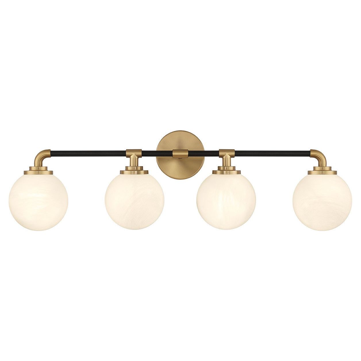 Lighting One E - V6-L8-9604-4-143 - Four Light Bathroom Vanity - Dresden - Matte Black w/ Warm Brass