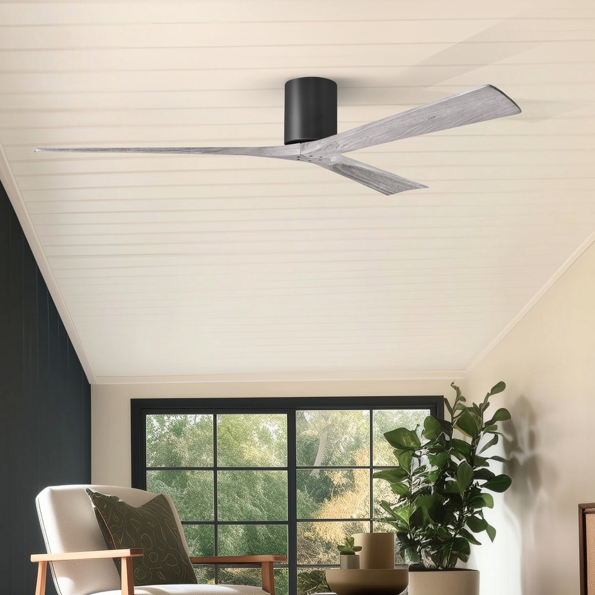 Matthews Fan Company - IR3H-BK-BW-72 - 72"Ceiling Fan - Irene-3H - Matte Black