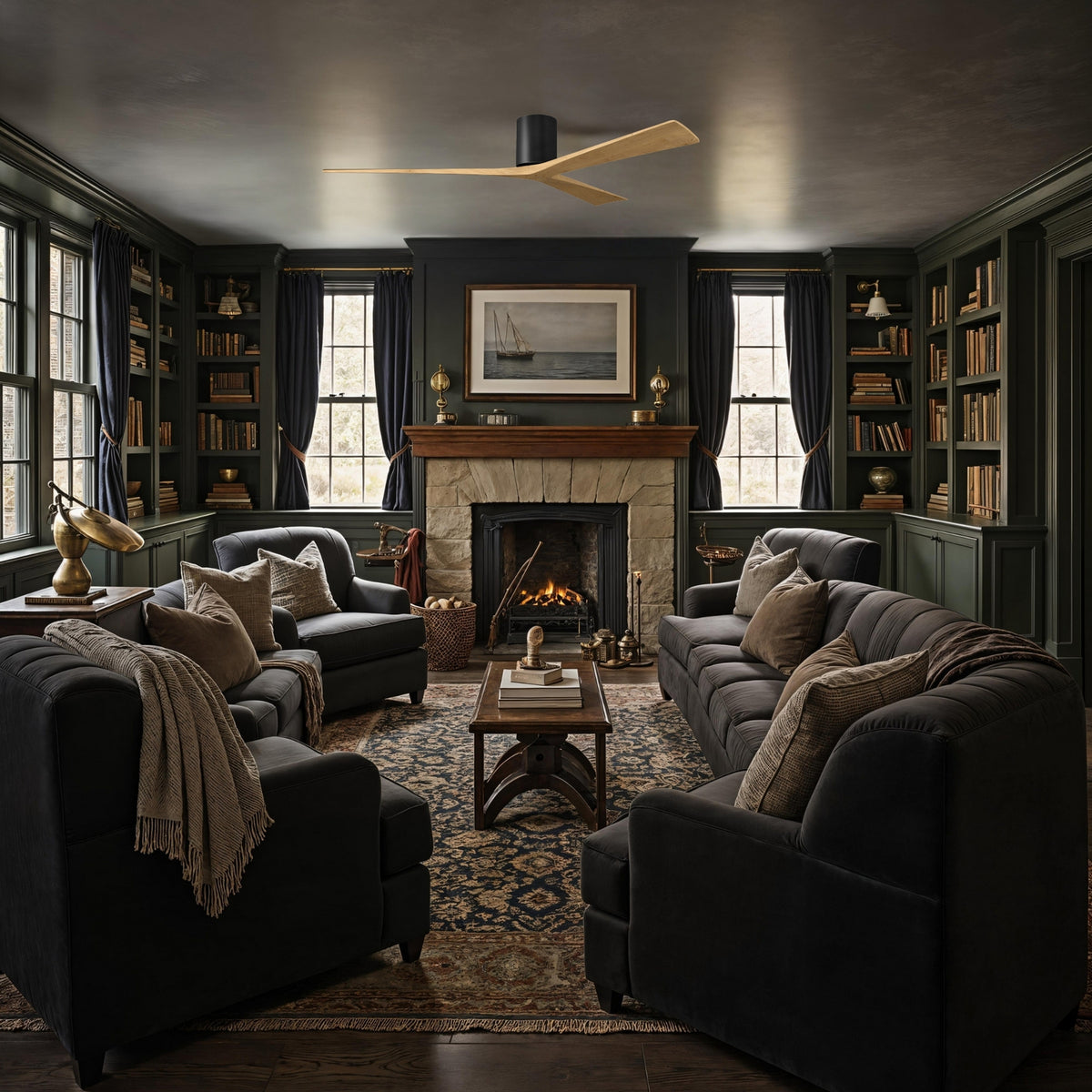 Matthews Fan Company - IR3H-BK-LM-72 - 72"Ceiling Fan - Irene-3H - Matte Black