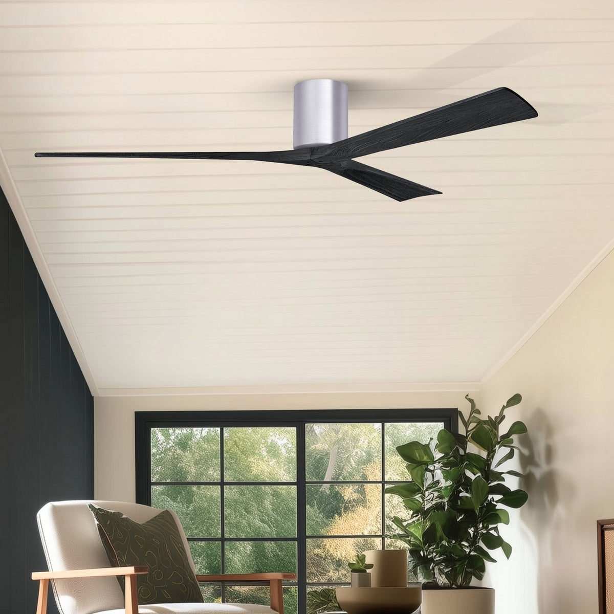 Matthews Fan Company - IR3H-BN-BK-72 - 72"Ceiling Fan - Irene-3H - Brushed Nickel