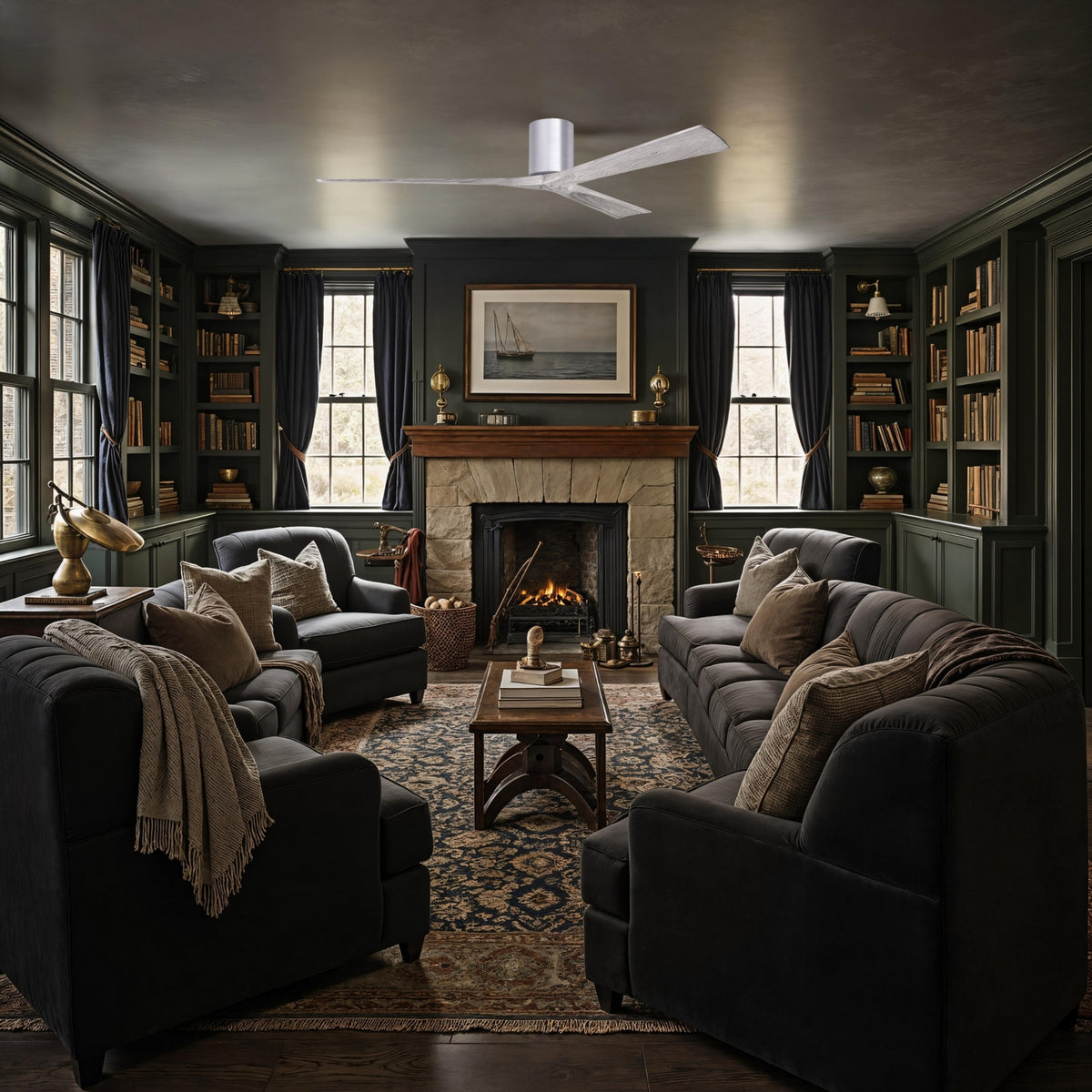 Matthews Fan Company - IR3H-BN-BW-72 - 72"Ceiling Fan - Irene-3H - Brushed Nickel