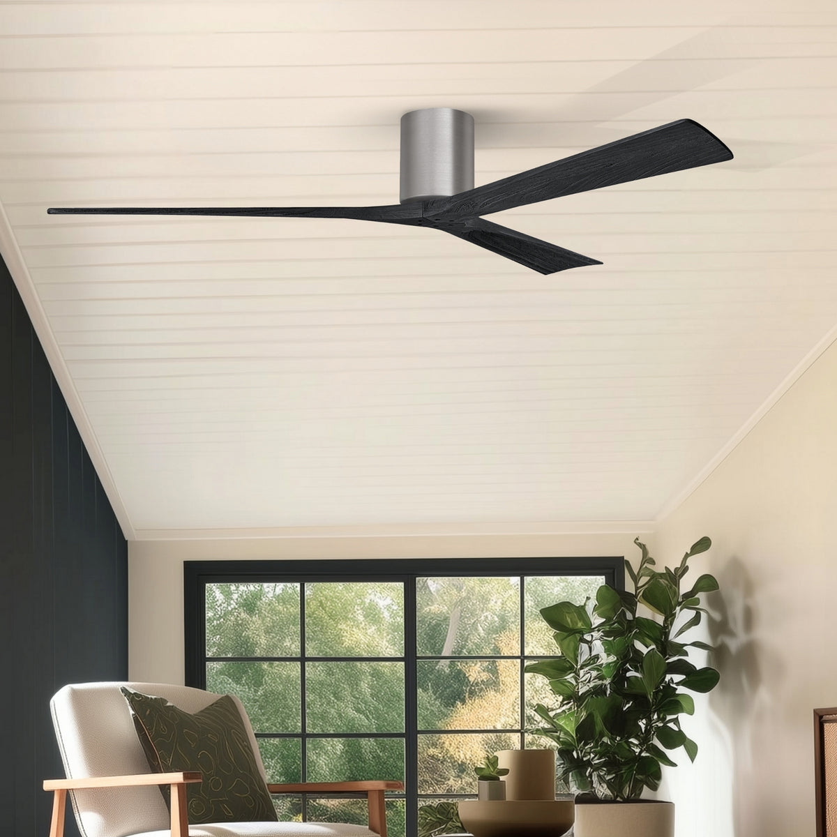 Matthews Fan Company - IR3H-BP-BK-72 - 72"Ceiling Fan - Irene-3H - Brushed Pewter