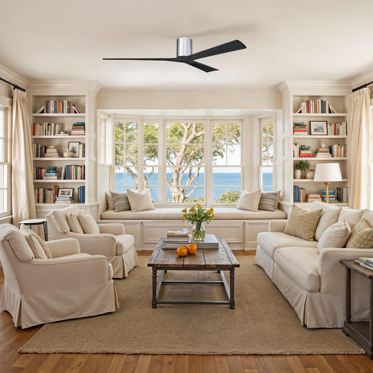 Matthews Fan Company - IR3H-CR-BK-72 - 72"Ceiling Fan - Irene-3H - Polished Chrome