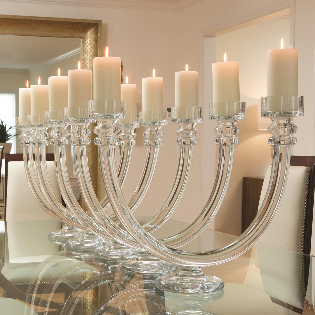 2 Lite Glass Tube Candelabra